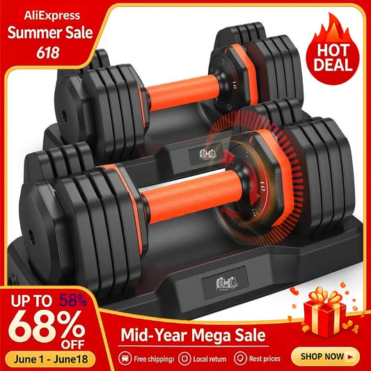 MBVM Adjustable Dumbbell Set With Storage Box For Home Gym