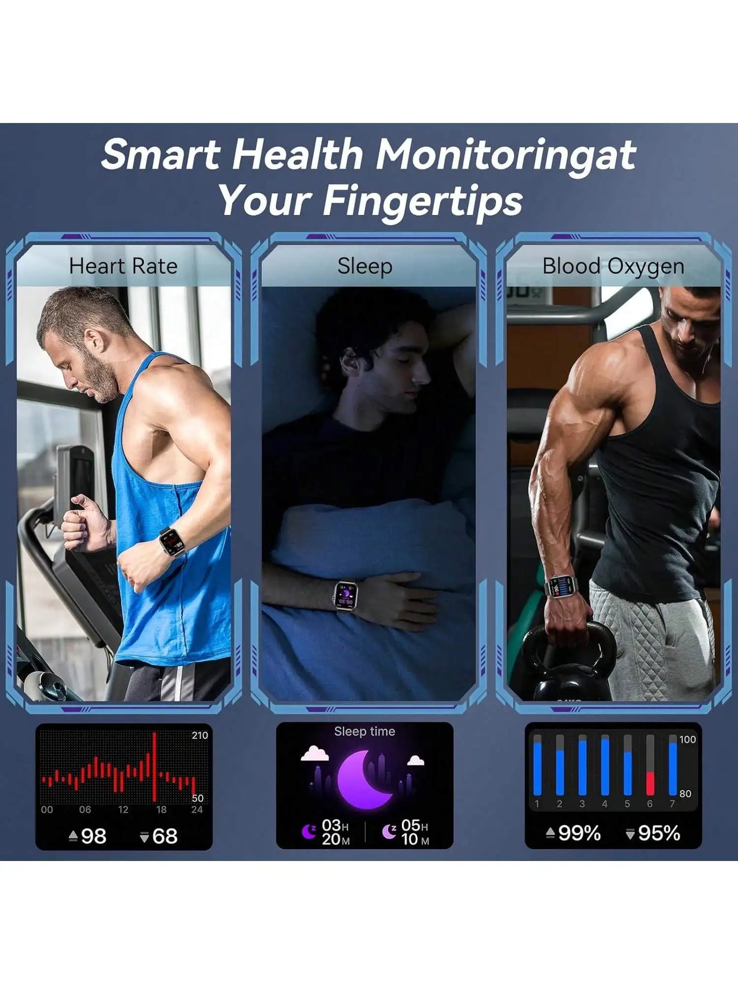 Smart Watches With 7 Bands And Case Unisex Bluetooth Calling
