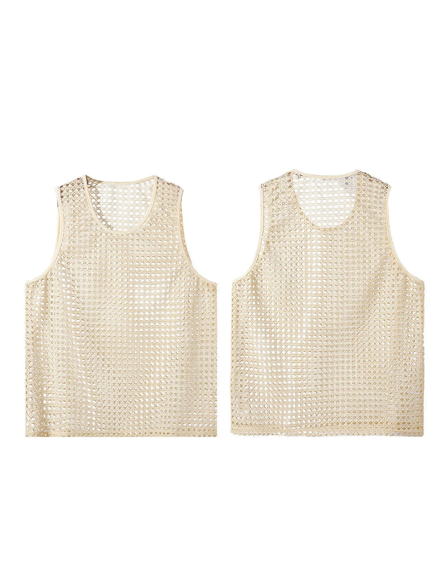 Men's Breathable Sleeveless Tank Top with Hollow Out Design