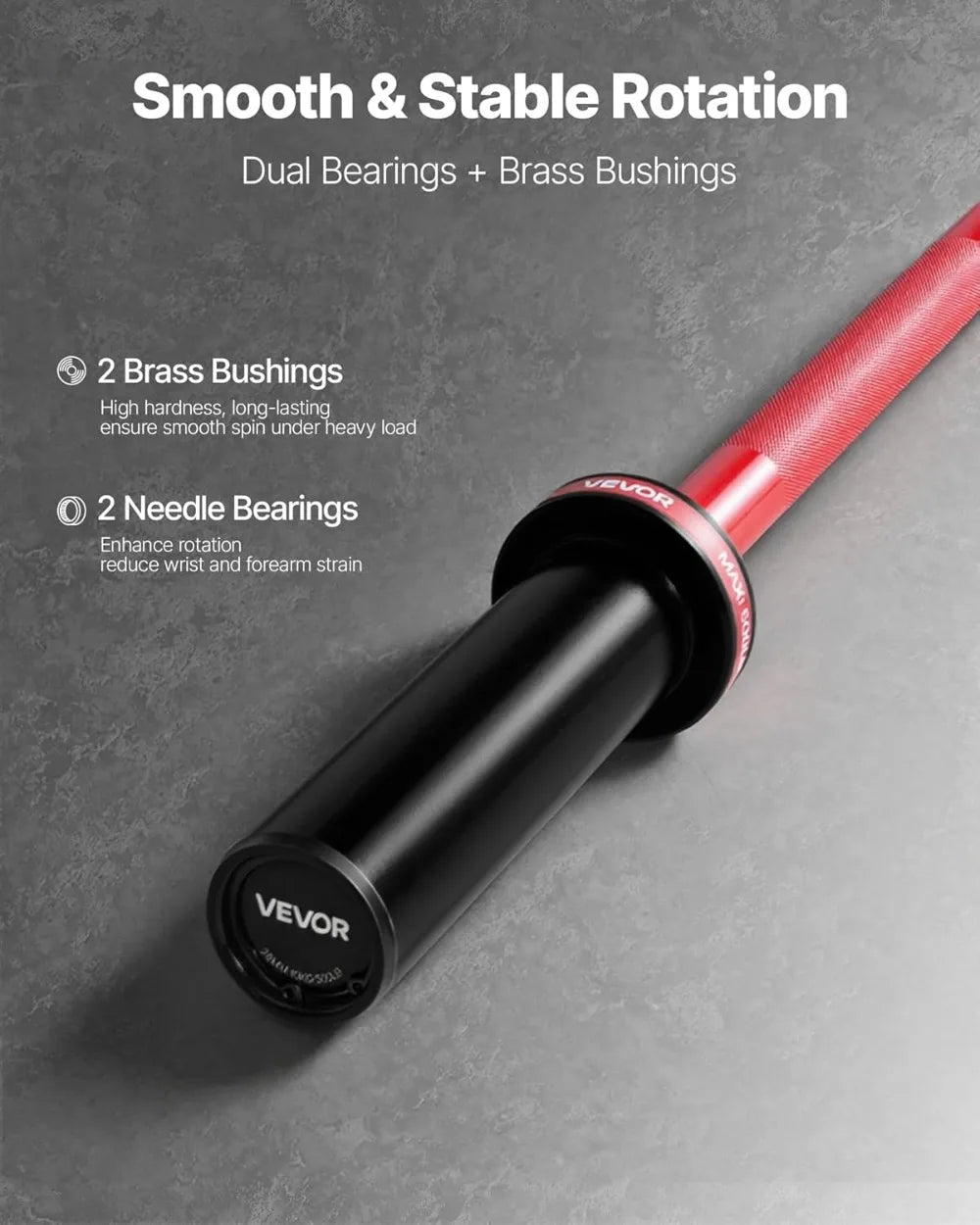 Olympic Barbell Knurled Grip for Strength Training 1000 Pounds Capacity