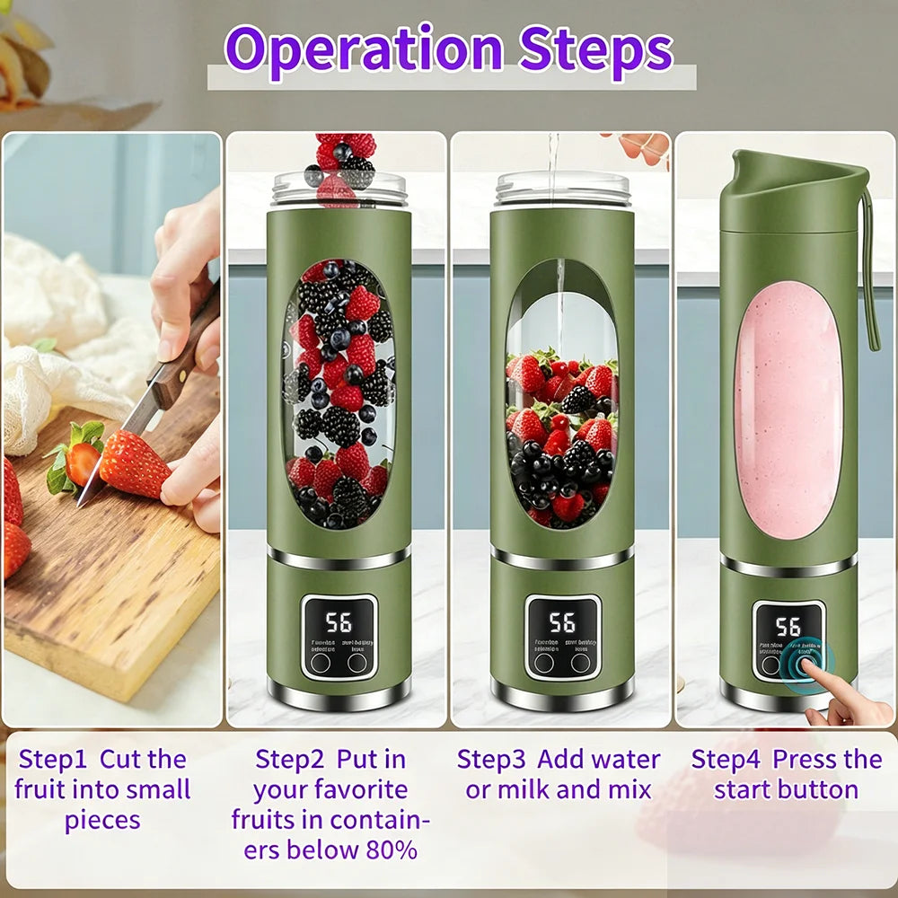 Portable Juicer Blender Cup USB Rechargeable With Stainless Steel Blades