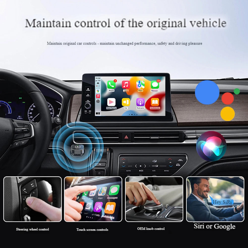 APWIKOGER Wireless CarPlay Android Auto Adapter AI Box