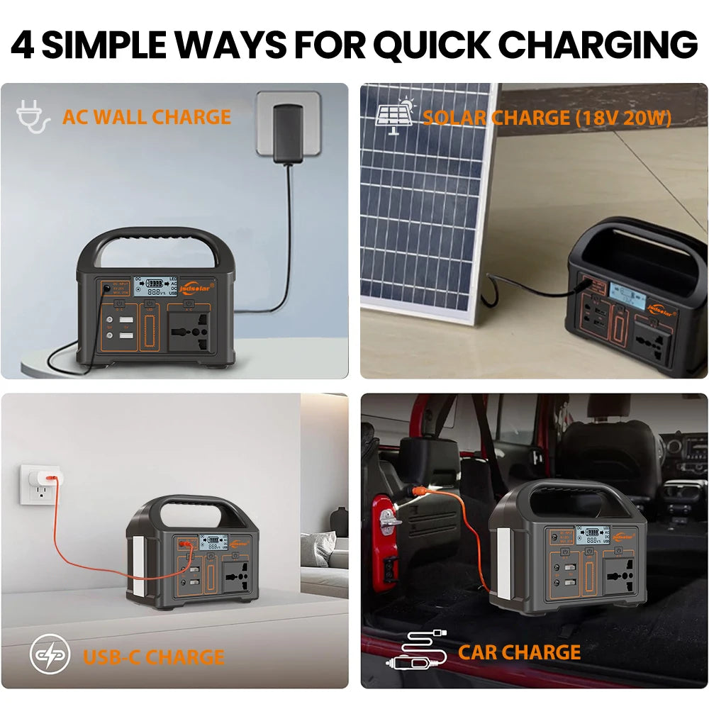 Jsdsolar Portable Solar Power Station Generator 110V 220V LED