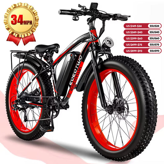 EOEOTWO 1500W Electric Bike 34MPH High Speed Mountain Bicycle