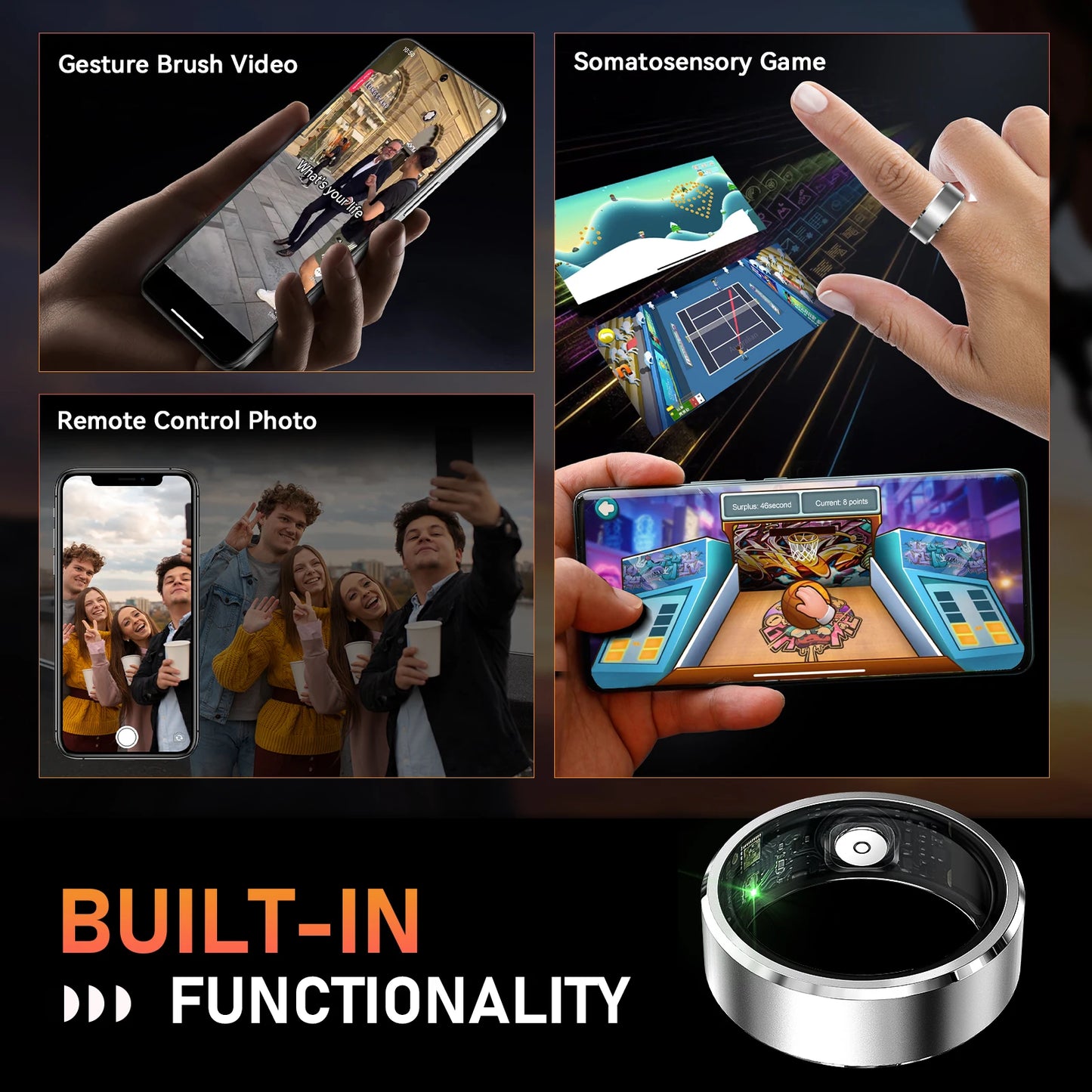 LaNikar R5 Smart Ring Blood Oxygen Monitor With Multi-Sport Modes