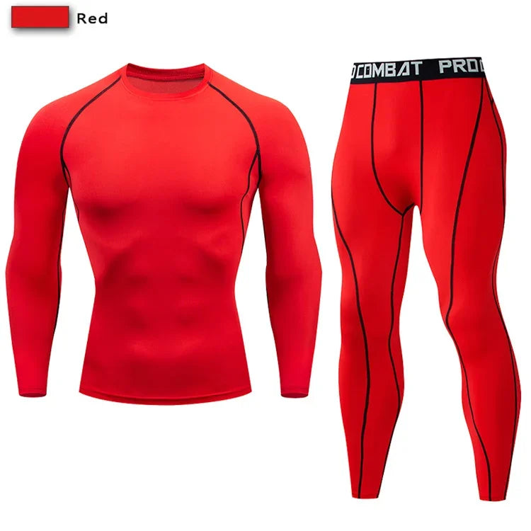 Men Compression Sportswear 2 Piece Tracksuit Set Elastic Training
