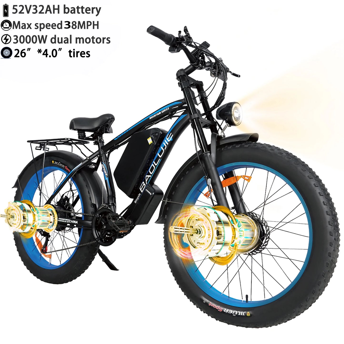 Baolujie Moto Electric Bicycle 1500W Peak Brushless Motor