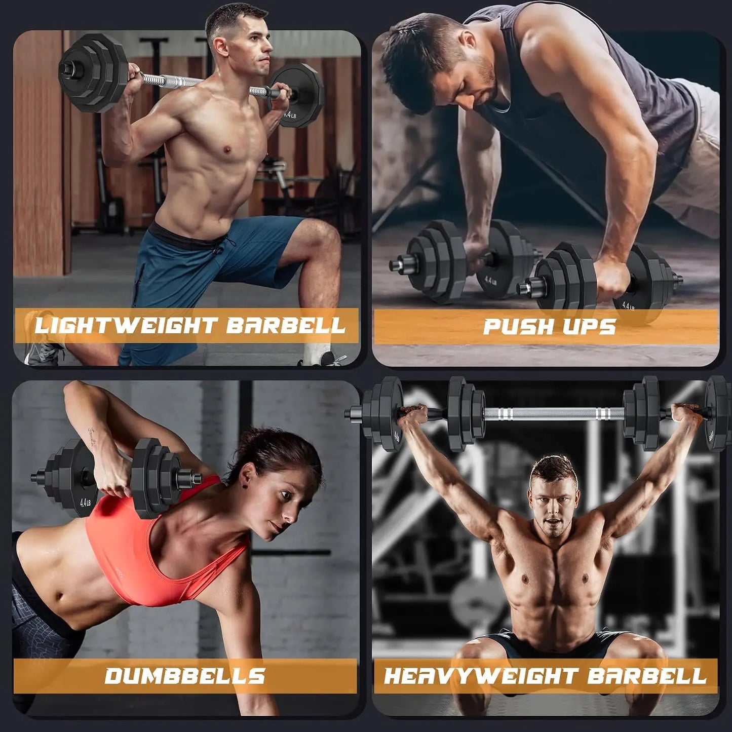 Adjustable Dumbbell Set 6.8 To 44 Pounds For Home Gym Strength Training