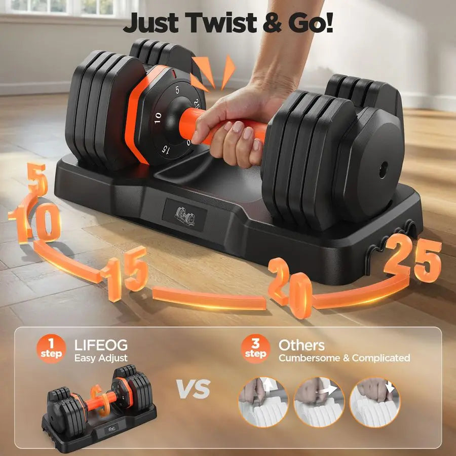 MBVM Adjustable Dumbbell Set With Storage Box For Home Gym