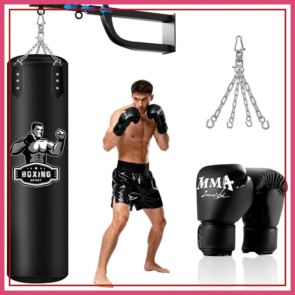 Adjustable Wall Mount Punching Bag Set With Gloves