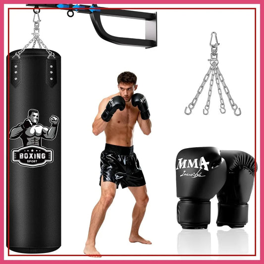 Adjustable Wall Mount Punching Bag Set With Gloves