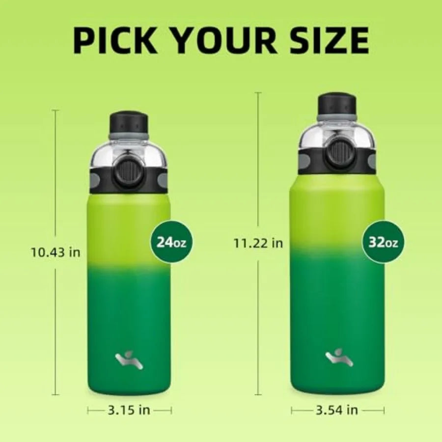 Insulated Stainless Steel Water Bottle With Straw Lid And Handle BPA Free