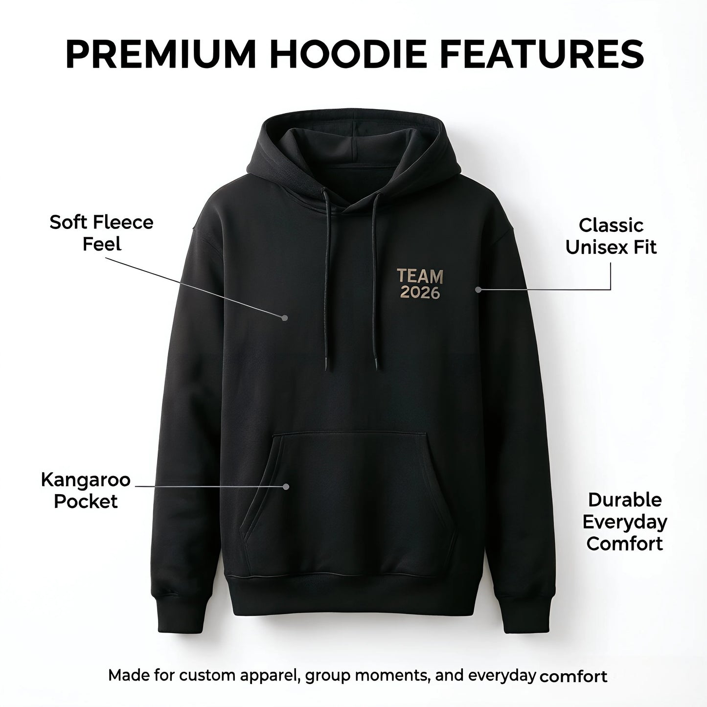 Custom Hoodie Unisex Pullover With Photo Logo Front And Back