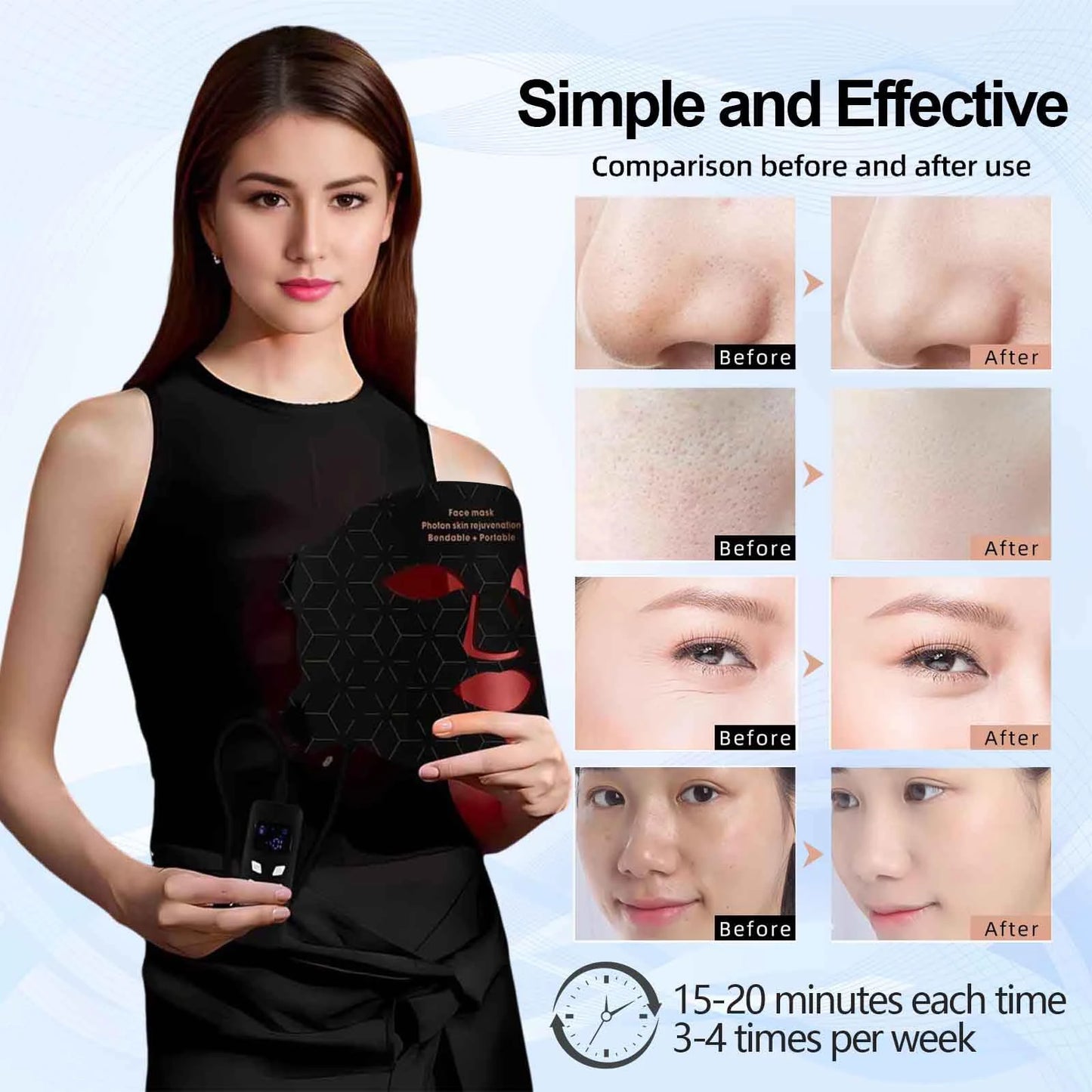 Portable Led Light Therapy Face Mask With 4 Modes For Skin Rejuvenation