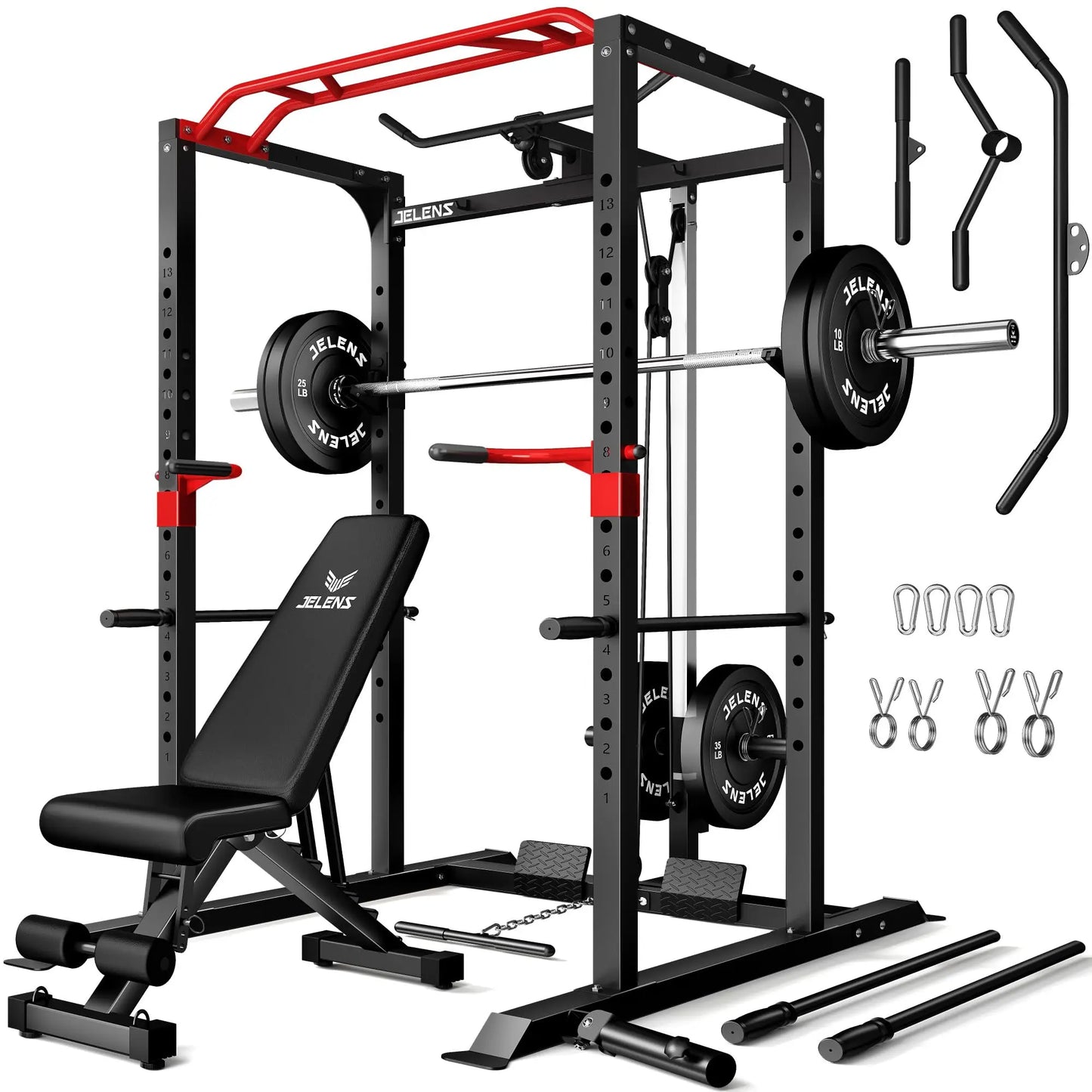 Jelens S11 Power Cage 2000LB Power Rack With Lat Pulldown