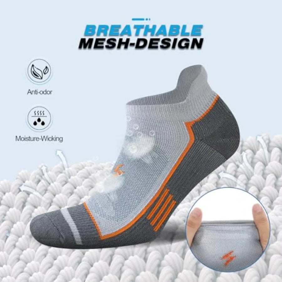 Mens Ankle Running Socks Cushioned Moisture Wicking Comfort