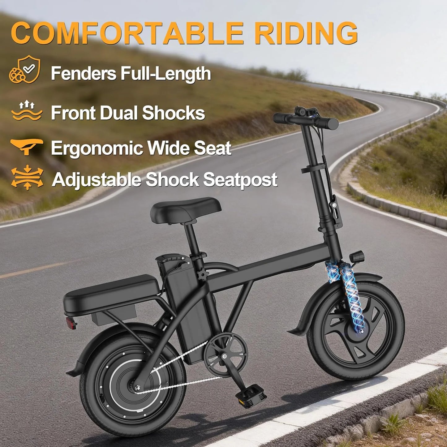 Ladped Foldable Electric Bike 500W Dual Seats For Adults