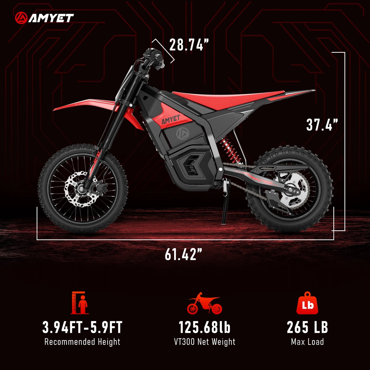 AMYET VT300 3000W Mid Drive Electric Bike With Full Suspension