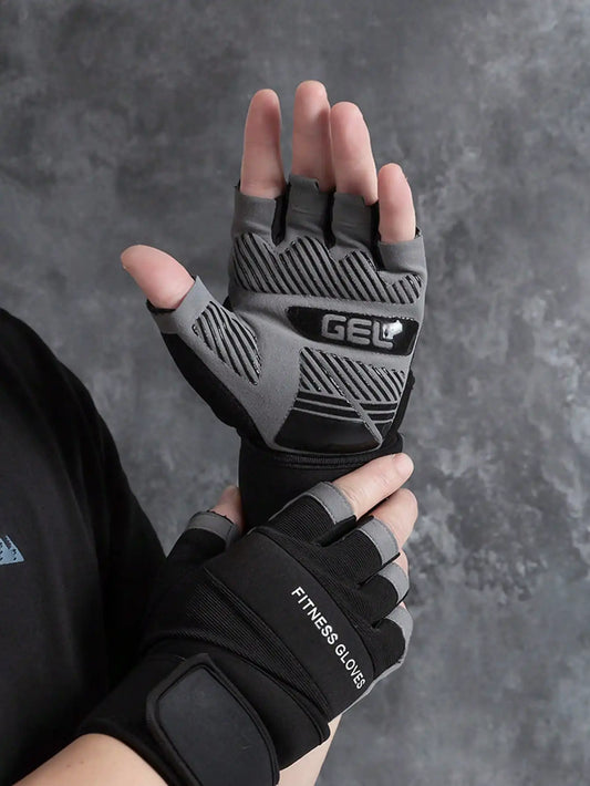 Unisex Fitness Gloves With Wrist Support Half Finger Anti Slip