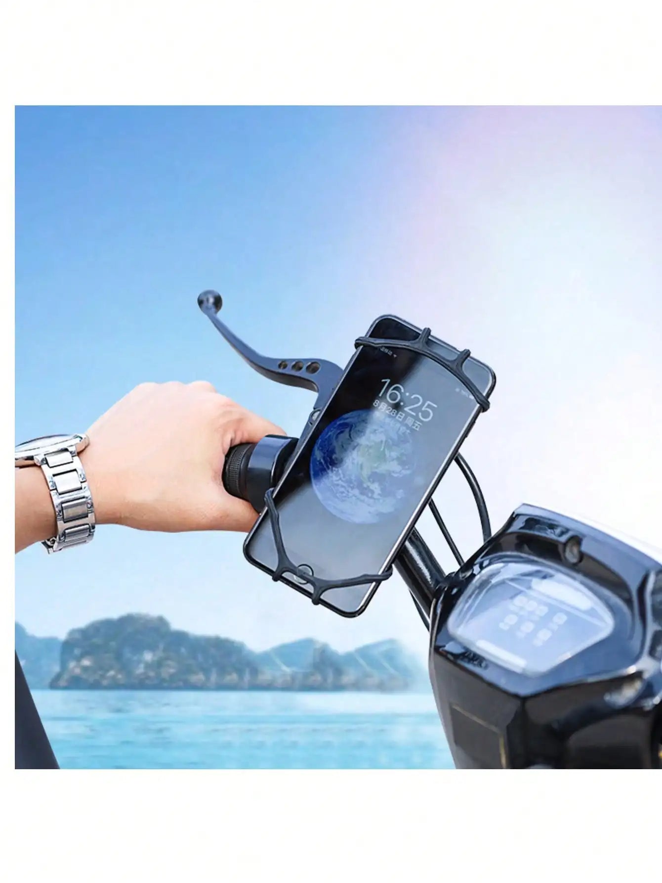 360 Rotatable Silicone Phone Holder For Bicycle, E-Bike And Motorcycle